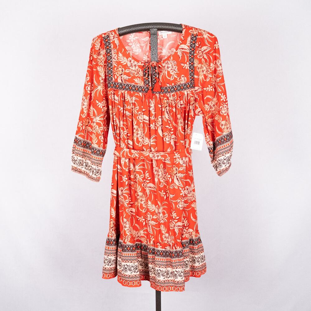 Beach Lunch Lounge Colorful Floral Peasant Dress LARGE Bohemian Prairie Cottage